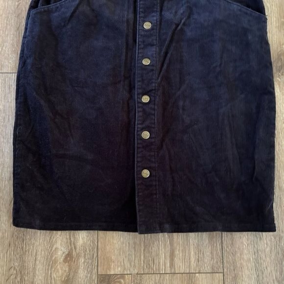 WOOLRICH Black Corduroy Button Front Skirt, Sz 6 - Picture 5 of 13